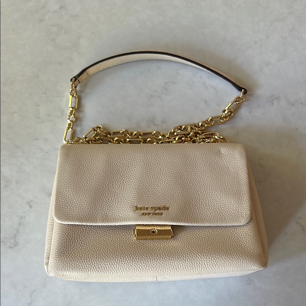 Kate Spade Carlyle Cream Shoulder Bag with Gold Chain NWT